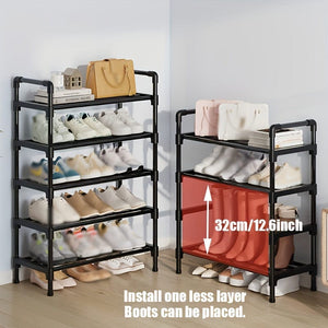Planet Gates 1pc Multi-Layer Shoe Rack, Shoe Storage Rack, Single Row Free Standing Shoe Rack, Stackable Shoe Partition, Black Shoe Rack, Suitable For Porch, Closet, Bedroom, Corridor, Terrace