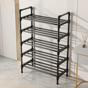 Planet Gates 1pc Multi-Layer Shoe Rack, Shoe Storage Rack, Single Row Free Standing Shoe Rack, Stackable Shoe Partition, Black Shoe Rack, Suitable For Porch, Closet, Bedroom, Corridor, Terrace