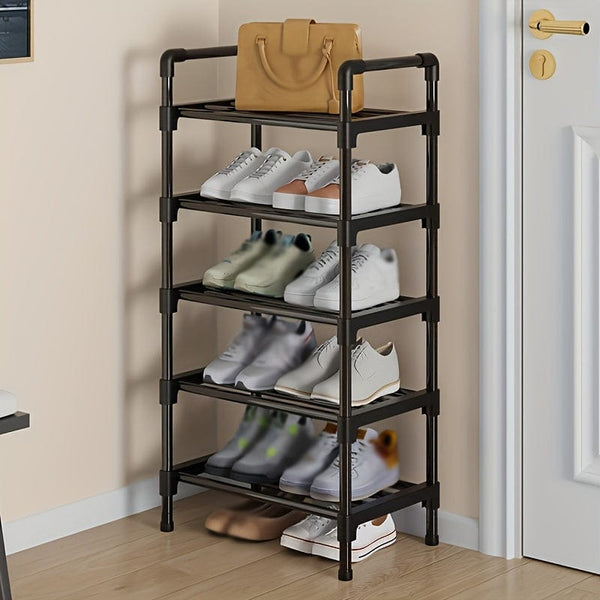 Planet Gates 1pc Multi-Layer Shoe Rack, Shoe Storage Rack, Single Row Free Standing Shoe Rack, Stackable Shoe Partition, Black Shoe Rack, Suitable For Porch, Closet, Bedroom, Corridor, Terrace