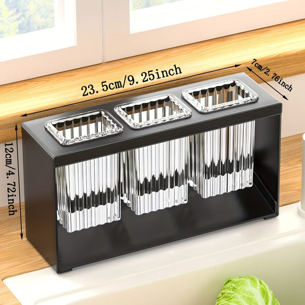 Planet Gates 1pc Multifunctional Drain Rack With Built-in Drainage Storage Box, Household Chopstick Tube, Kitchen Tableware Storage Rack, Knife, Fork And Spoon Storage Rack