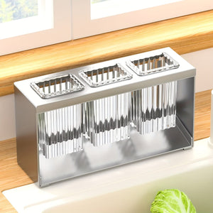Planet Gates 1pc Multifunctional Drain Rack With Built-in Drainage Storage Box, Household Chopstick Tube, Kitchen Tableware Storage Rack, Knife, Fork And Spoon Storage Rack
