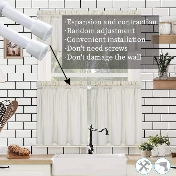 Planet Gates 1pc Multifunctional Punch-free Telescopic Rod, Built-in Spring And Nail-free Fixing Curtain Rod, Shower Curtain Rod Half Curtain Short Curtain Coffee Curtain Door Curtain Spring Tension Rod, Bathroom Accessories