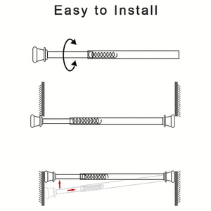 Planet Gates 1pc Multifunctional Punch-free Telescopic Rod, Built-in Spring And Nail-free Fixing Curtain Rod, Shower Curtain Rod Half Curtain Short Curtain Coffee Curtain Door Curtain Spring Tension Rod, Bathroom Accessories