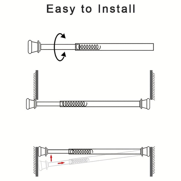 Planet Gates 1pc Multifunctional Punch-free Telescopic Rod, Built-in Spring And Nail-free Fixing Curtain Rod, Shower Curtain Rod Half Curtain Short Curtain Coffee Curtain Door Curtain Spring Tension Rod, Bathroom Accessories