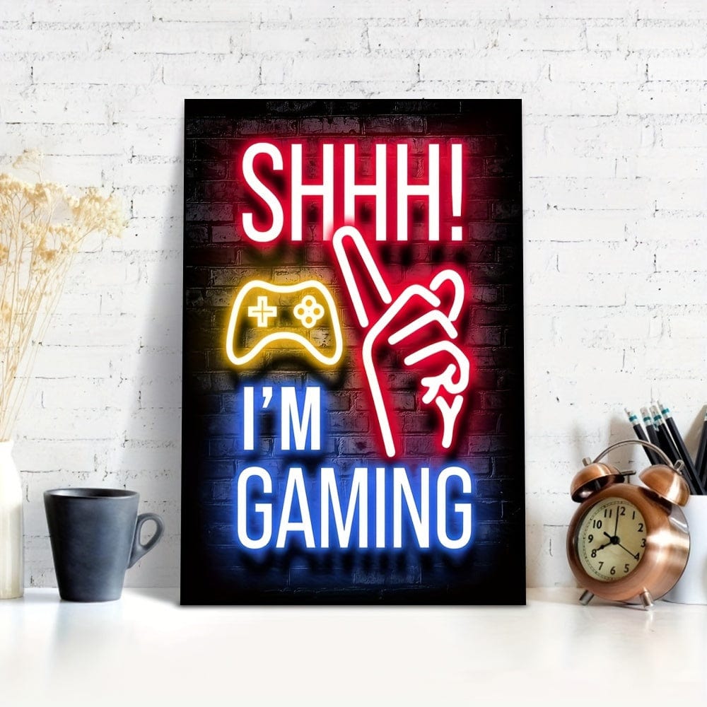 Planet Gates 1pc Neon Game Poster - Vibrant Canvas Painting for Electronic Sports Room, Game Hall, and Boys' Bedroom - Perfect Wall Decor for Gamers