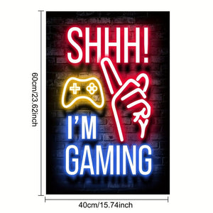 Planet Gates 1pc Neon Game Poster - Vibrant Canvas Painting for Electronic Sports Room, Game Hall, and Boys' Bedroom - Perfect Wall Decor for Gamers