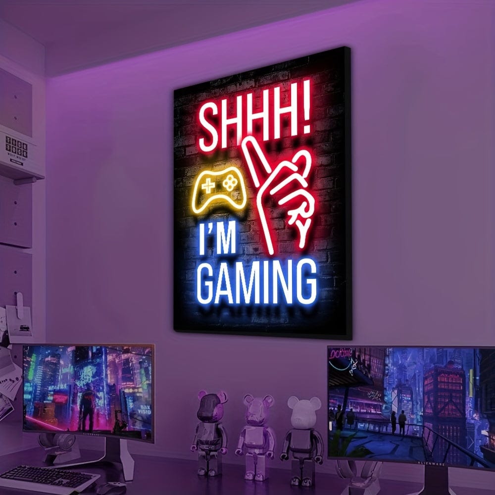 Planet Gates 1pc Neon Game Poster - Vibrant Canvas Painting for Electronic Sports Room, Game Hall, and Boys' Bedroom - Perfect Wall Decor for Gamers