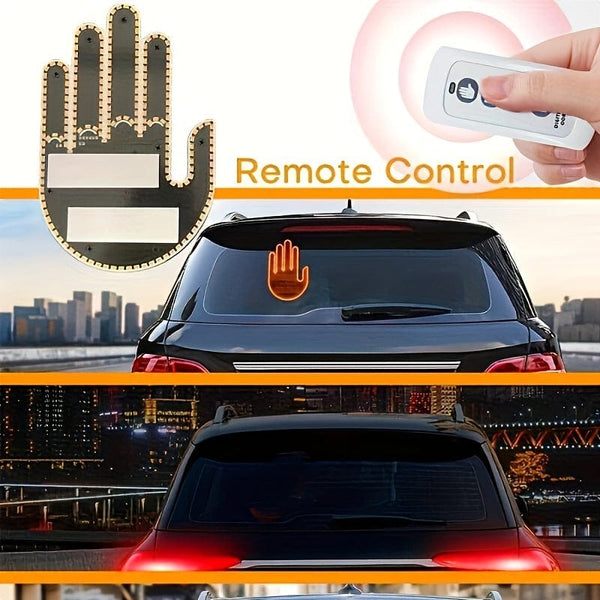 Planet Gates 1pc New LED Illuminated Gesture Light Car Finger Light With Remote Road Rage Signs Gesture Light Hand Lamp Light Decorative Car Stickers
