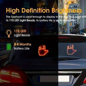 Planet Gates 1pc New LED Illuminated Gesture Light Car Finger Light With Remote Road Rage Signs Gesture Light Hand Lamp Light Decorative Car Stickers