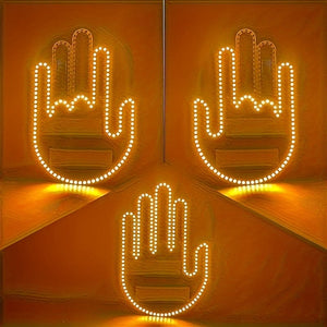 Planet Gates 1pc New LED Illuminated Gesture Light Car Finger Light With Remote Road Rage Signs Gesture Light Hand Lamp Light Decorative Car Stickers