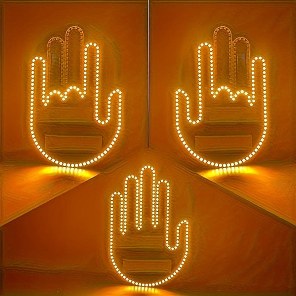 Planet Gates 1pc New LED Illuminated Gesture Light Car Finger Light With Remote Road Rage Signs Gesture Light Hand Lamp Light Decorative Car Stickers
