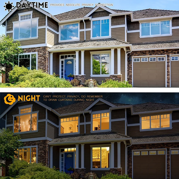 Planet Gates 1pc One Way Mirror Window Film - Daytime Privacy, Anti-UV Heat Control, Static Cling Vinyl For Home And Office - Silvery