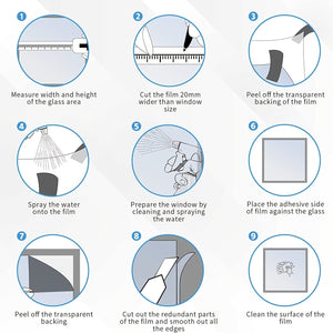 Planet Gates 1pc One Way Mirror Window Film - Daytime Privacy, Anti-UV Heat Control, Static Cling Vinyl For Home And Office - Silvery