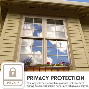 Planet Gates 1pc One Way Mirror Window Film - Daytime Privacy, Anti-UV Heat Control, Static Cling Vinyl For Home And Office - Silvery