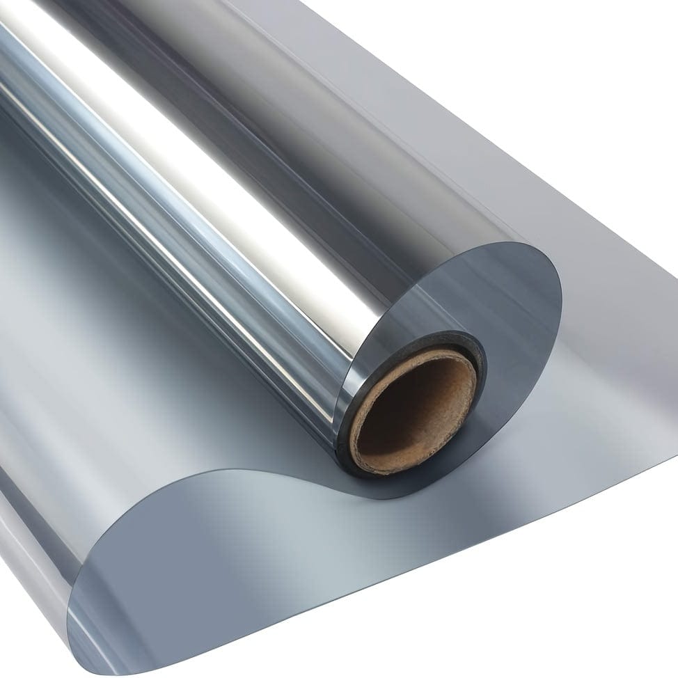 Planet Gates 1pc One Way Mirror Window Film - Daytime Privacy, Anti-UV Heat Control, Static Cling Vinyl For Home And Office - Silvery