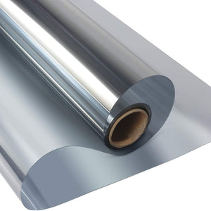 Planet Gates 1pc One Way Mirror Window Film - Daytime Privacy, Anti-UV Heat Control, Static Cling Vinyl For Home And Office - Silvery