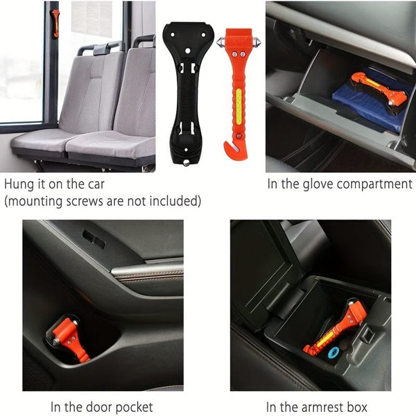 Planet Gates 1pc Orange Premium Car Glass Breaker Safety Hammer - Emergency Escape Tool With Car Window Breaker And Seat Belt Cutter, Life Saving Survival Kit