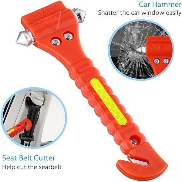 Planet Gates 1pc Orange Premium Car Glass Breaker Safety Hammer - Emergency Escape Tool With Car Window Breaker And Seat Belt Cutter, Life Saving Survival Kit