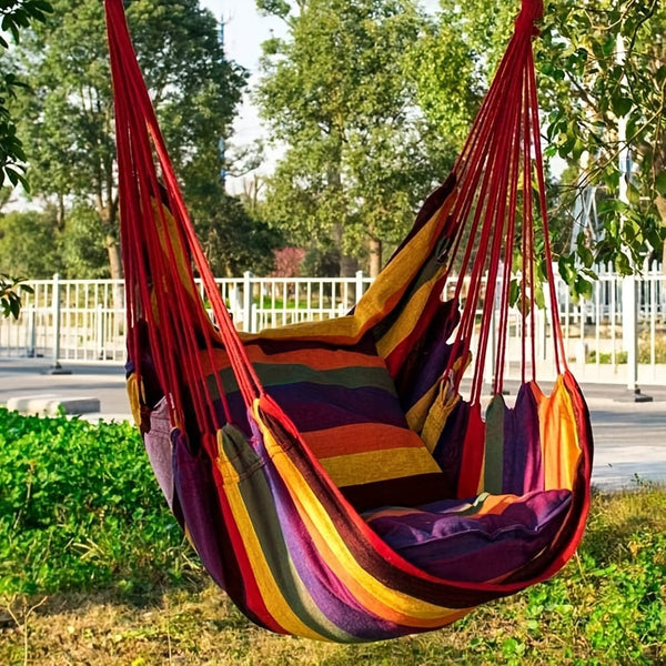 Planet Gates 1pc Outdoor Hammock Chair, Canvas Leisure Swing Hanging Chair, Without Pillow And Cushion, Indoor Outdoor Hammock, Garden Leisure Furniture Hammocks, OPP Sealed Bag