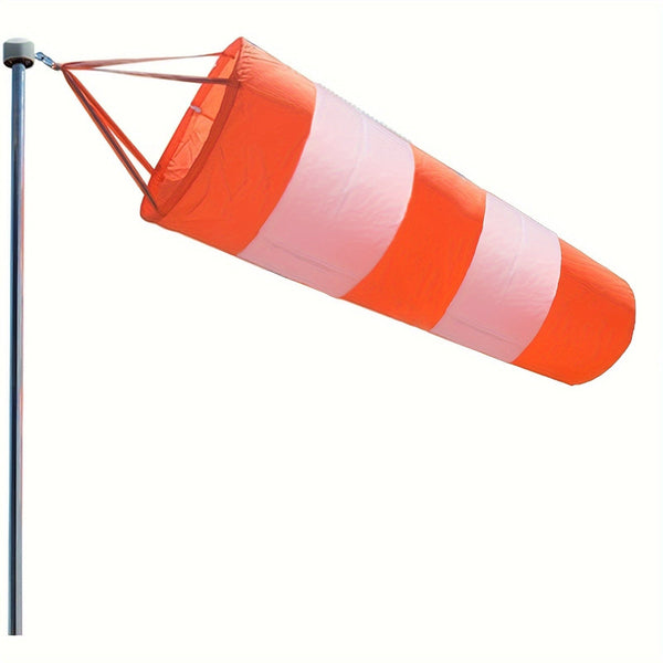 Planet Gates 1pc Outdoor Orange Windsock With Reflective Belt, Outdoor Wind Measurement Sock Bag Air Direction Indicator, Hanging Stripe Windsock Aviation Windsock For Wind Direction And Strength Indicating