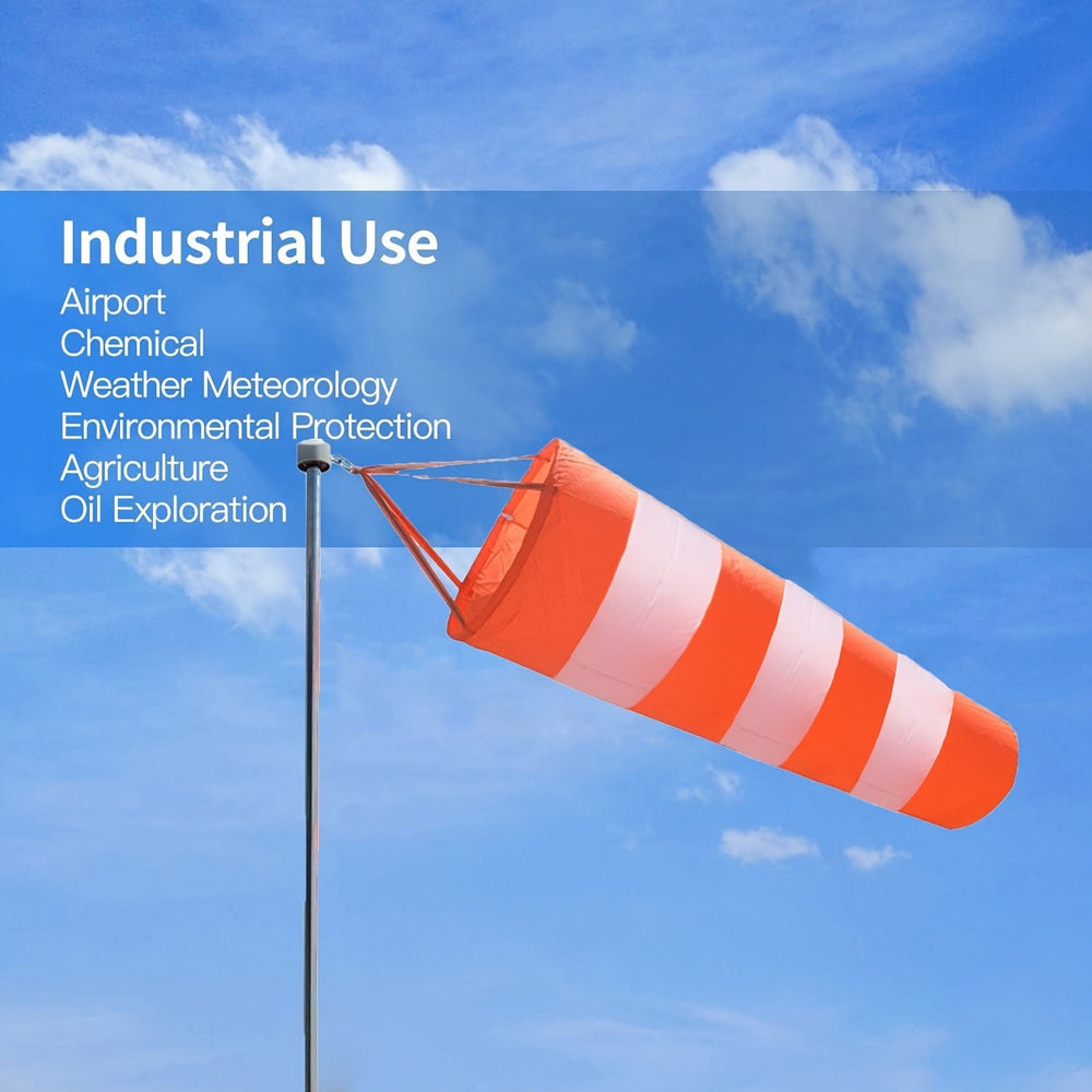 Planet Gates 1pc Outdoor Orange Windsock With Reflective Belt, Outdoor Wind Measurement Sock Bag Air Direction Indicator, Hanging Stripe Windsock Aviation Windsock For Wind Direction And Strength Indicating