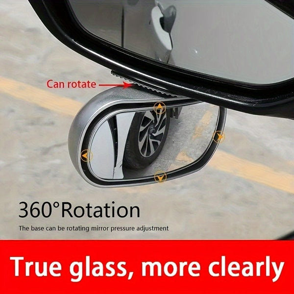 Planet Gates 1pc Oval Car Rearview Mirror Blind Spot Mirror, 360 Degree Adjustment HD Small Mirror, Reverse Rearview Mirror Auxiliary Mirror