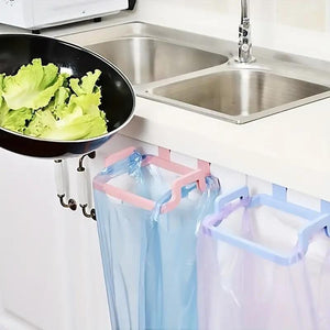 Planet Gates 1pc Over-the-Cabinet Garbage Container: Reusable Plastic Bag Holder Rack For Car, Kitchen, Pantry, Garage & Bathroom