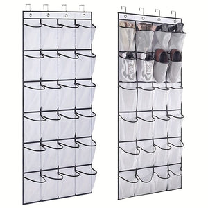 Planet Gates 1pc Over The Door Shoe Rack With 24 Large Mesh Pockets, Hanging Shoe Organizer For Closet, Hanging Shoe Rack Holder Hanger, Hold Up To 14.97 KG, Home Storage & Organization