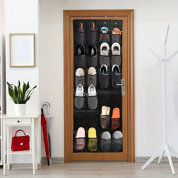 Planet Gates 1pc Over The Door Shoe Rack With 24 Large Mesh Pockets, Hanging Shoe Organizer For Closet, Hanging Shoe Rack Holder Hanger, Hold Up To 14.97 KG, Home Storage & Organization