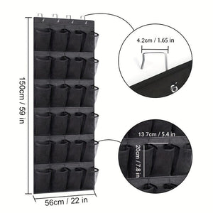 Planet Gates 1pc Over The Door Shoe Rack With 24 Large Mesh Pockets, Hanging Shoe Organizer For Closet, Hanging Shoe Rack Holder Hanger, Hold Up To 14.97 KG, Home Storage & Organization