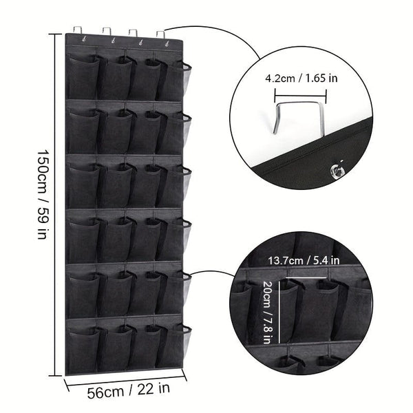 Planet Gates 1pc Over The Door Shoe Rack With 24 Large Mesh Pockets, Hanging Shoe Organizer For Closet, Hanging Shoe Rack Holder Hanger, Hold Up To 14.97 KG, Home Storage & Organization