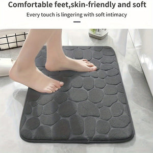Planet Gates 1PC Pebble Embossed Memory Foam Bath Mat, Living Room Decoration Quick-drying Carpet, Non-slip Floor Mat, Comfortable And Washable, Bathroom Accessories, Bathroom Accessories