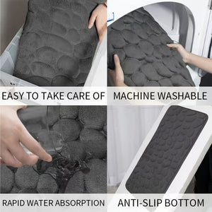 Planet Gates 1PC Pebble Embossed Memory Foam Bath Mat, Living Room Decoration Quick-drying Carpet, Non-slip Floor Mat, Comfortable And Washable, Bathroom Accessories, Bathroom Accessories
