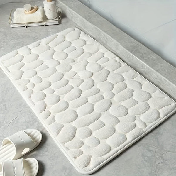 Planet Gates 1PC Pebble Embossed Memory Foam Bath Mat, Living Room Decoration Quick-drying Carpet, Non-slip Floor Mat, Comfortable And Washable, Bathroom Accessories, Bathroom Accessories