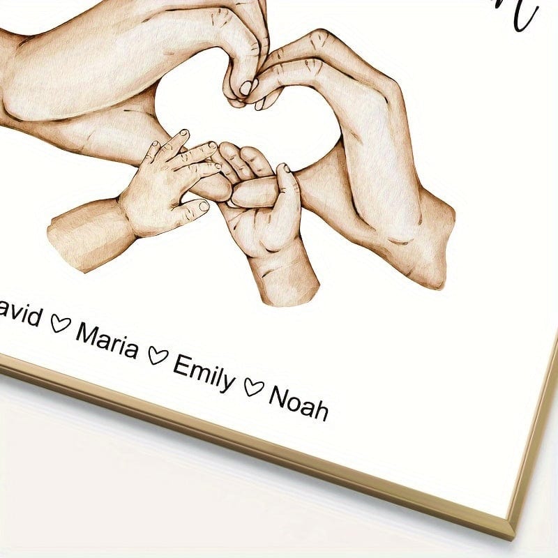 Planet Gates 1pc Personalized Canvas Wall Art, Parents Hands And Baby Wall Decor, Family Heart Hands Wall Art, Hands Print Custom Wall Decor, Watercolour Hands Art Bedroom Wall Decor, Family Print Wall Decor Living Room, No Frame