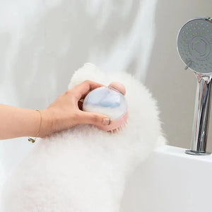 Planet Gates 1pc Pet Bath Brush Soft Silicone With Shampoo Dispenser Gentle Massage For Grooming And Cleaning Fur And Hair