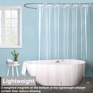 Planet Gates 1pc PEVA Bathroom Shower Curtain Liner, 71" W X 71" H, Waterproof, Plastic Shower Curtain Liner With Magnets, Transparent Shower Curtain, Bathroom Accessories