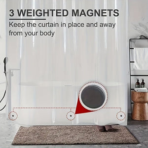 Planet Gates 1pc PEVA Bathroom Shower Curtain Liner, 71" W X 71" H, Waterproof, Plastic Shower Curtain Liner With Magnets, Transparent Shower Curtain, Bathroom Accessories