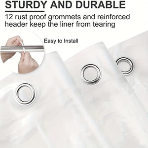 Planet Gates 1pc PEVA Bathroom Shower Curtain Liner, 71" W X 71" H, Waterproof, Plastic Shower Curtain Liner With Magnets, Transparent Shower Curtain, Bathroom Accessories