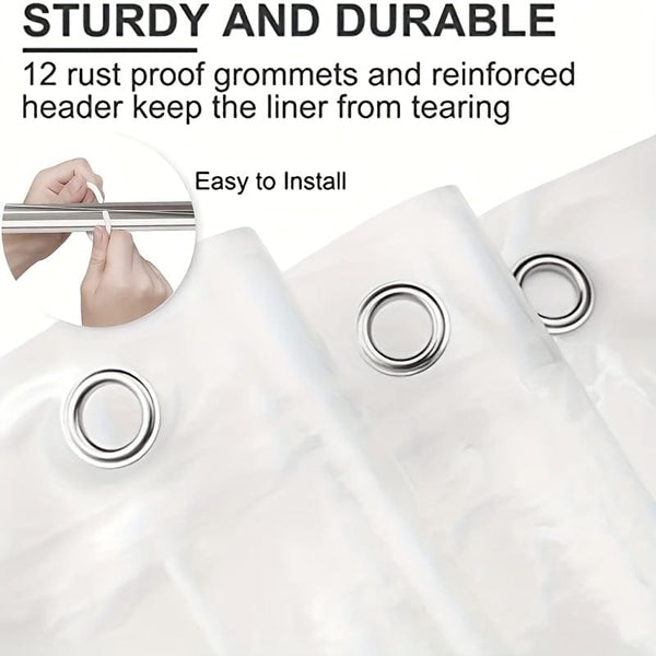 Planet Gates 1pc PEVA Bathroom Shower Curtain Liner, 71" W X 71" H, Waterproof, Plastic Shower Curtain Liner With Magnets, Transparent Shower Curtain, Bathroom Accessories