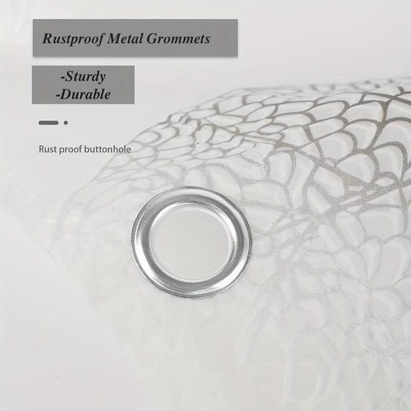 Planet Gates 1pc PEVA Leaf Pattern Plastic Shower Curtain With Plastic Hooks, Shower Liner With Metal Grommets, Waterproof Durable Shower Curtain, Bathroom Partition, Room Decor