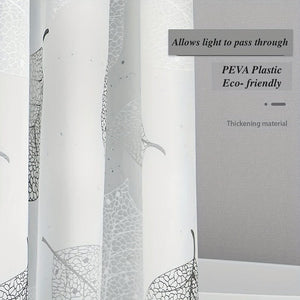 Planet Gates 1pc PEVA Leaf Pattern Plastic Shower Curtain With Plastic Hooks, Shower Liner With Metal Grommets, Waterproof Durable Shower Curtain, Bathroom Partition, Room Decor