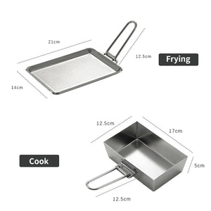 Planet Gates 1pc Picnic Cookware Frying Pan Extra-thick Plate Stainless Steel With Removable Handle For Easy Transport Storage For Camping