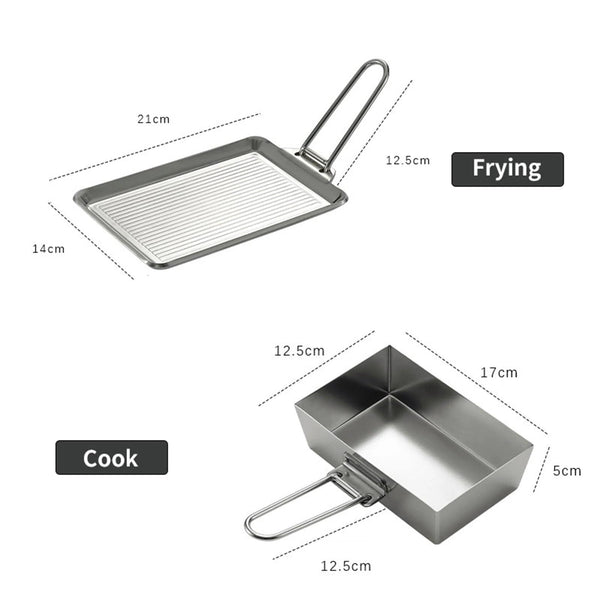 Planet Gates 1pc Picnic Cookware Frying Pan Extra-thick Plate Stainless Steel With Removable Handle For Easy Transport Storage For Camping