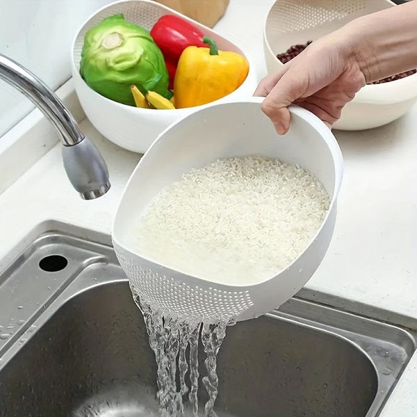 Planet Gates 1pc, Plastic Rice Washing Bowl With Strainer - Efficiently Wash Small Grains And Kitchen Gadgets
