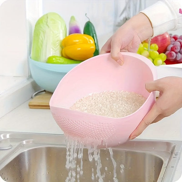 Planet Gates 1pc, Plastic Rice Washing Bowl With Strainer - Efficiently Wash Small Grains And Kitchen Gadgets