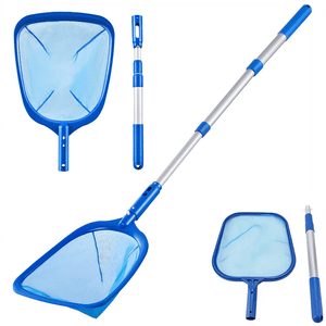 Planet Gates 1pc Pool Skimmer Pool Net 3 Section Pole, Pool Skimmer Net With Fine Mesh Net, Telescopic Aluminum Pole, Plastic Frame, Ultra-fine Pool Skimmer For Ponds, Fish Tank, Hot Tub, 17"x35"