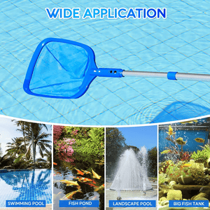 Planet Gates 1pc Pool Skimmer Pool Net 3 Section Pole, Pool Skimmer Net With Fine Mesh Net, Telescopic Aluminum Pole, Plastic Frame, Ultra-fine Pool Skimmer For Ponds, Fish Tank, Hot Tub, 17"x35"