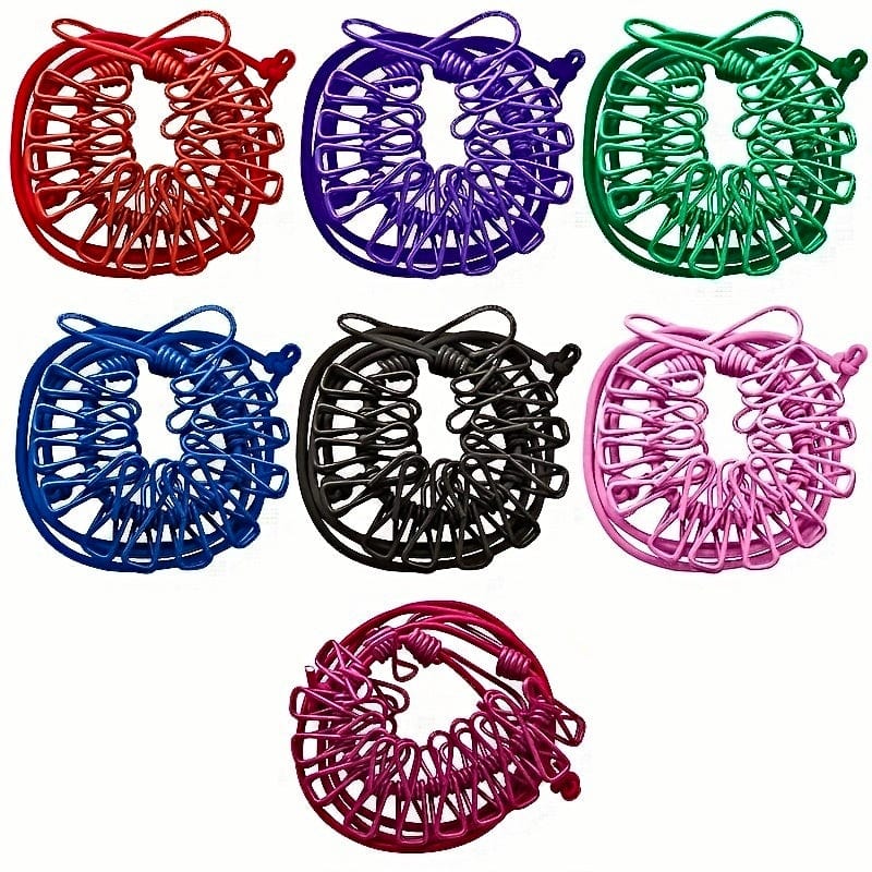 Planet Gates 1 szt. przenośna linka do suszenia ubrań, zwijana linka do suszenia ubrań na kempingu, regulowana linka do suszenia ubrań z 12 klipsami, suszenie ubrań na zewnątrz i wewnątrz, artykuły gospodarstwa domowego