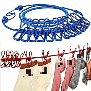 Planet Gates 1pc Portable Travel Clothesline, Retractable Camping Clothesline, Adjustable Clothesline With 12pcs Clips, Drying Clothes For Outdoor And Indoor, Home Supplies